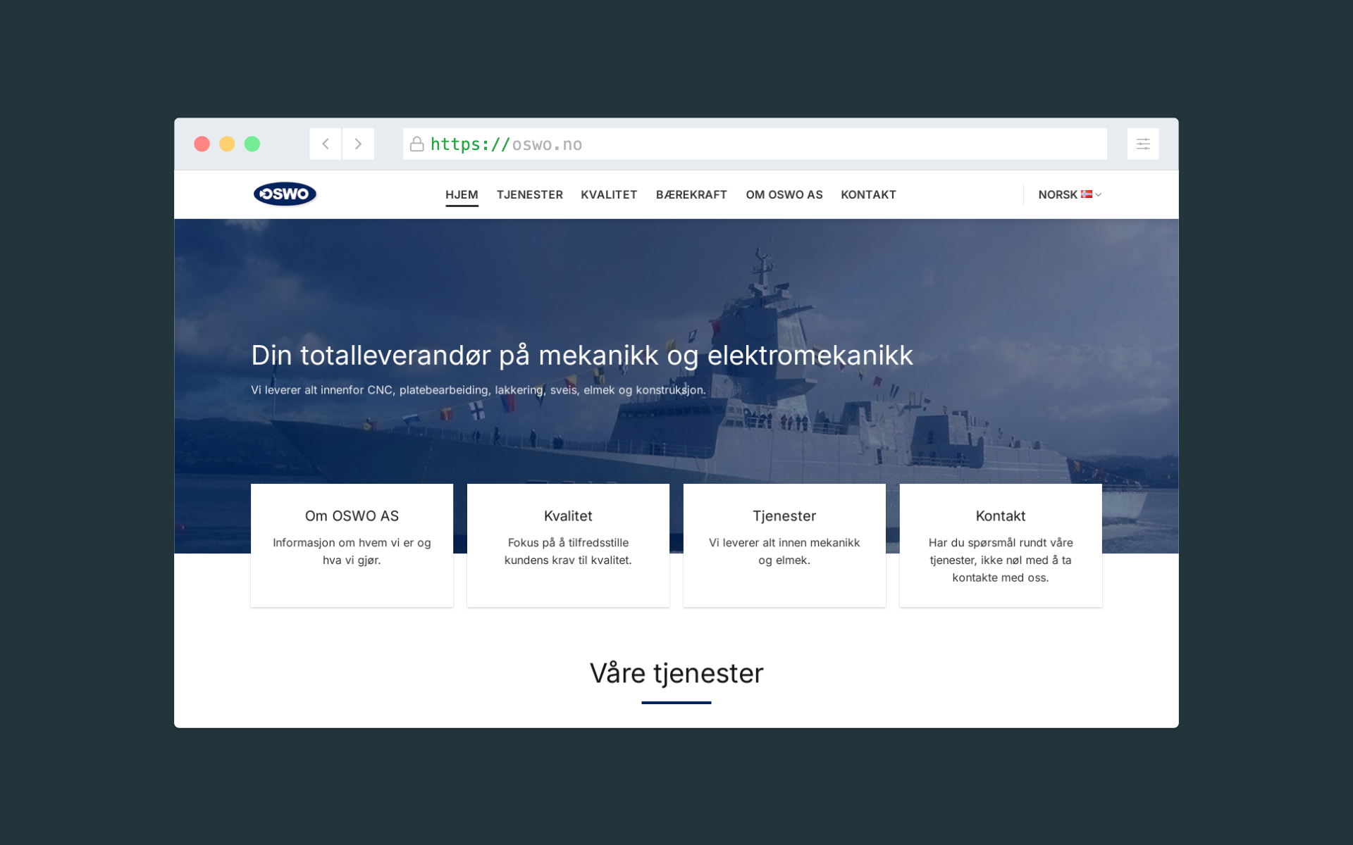 Nettside for Oswo AS